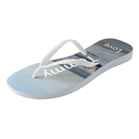 Gepersonaliseerde naam Beach Sand Teenslippers (Schuin)