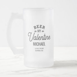 Gepersonaliseerde naam Beer My Valentijn Love Glas Matglas Bierpul