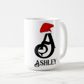 Gepersonaliseerde naam belettering, monogram Kerst Koffiemok (Voorkant rechts)