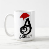 Gepersonaliseerde naam belettering, monogram Kerst Koffiemok (Links)