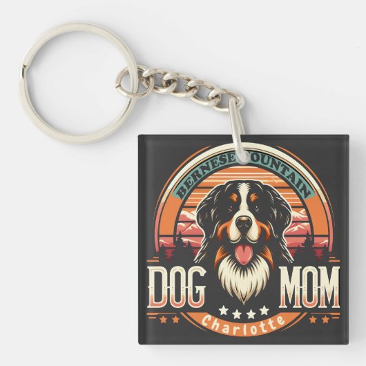 Gepersonaliseerde naam Berner Mountain Dog Mom  Sleutelhanger (voorkant)