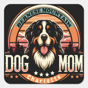 Gepersonaliseerde naam Berner Mountain Dog Mom  Vierkante Sticker
