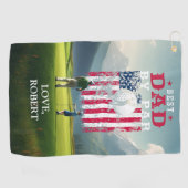 Gepersonaliseerde naam Best Dad van Par Golfhanddoek (Horizontaal)