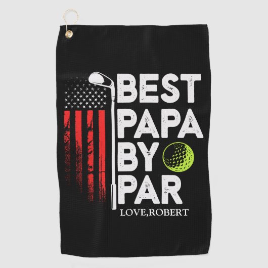 Gepersonaliseerde naam Best Papa by Par Golfhanddoek (Voorkant)