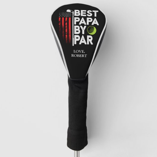 Gepersonaliseerde naam Best Papa by Par Golfheadcover (Voorkant)