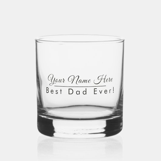 Gepersonaliseerde naam Beste papa ooit Elegant Mod Whisky Glas (Voorkant)