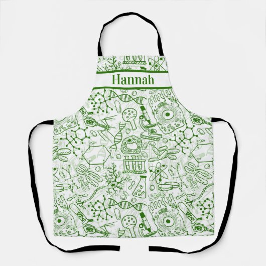 Gepersonaliseerde naam Biology Doodle Theme Schort (Voorkant)