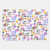 Gepersonaliseerde naam Birthday Balloons Cake Gift Inpakpapier Vel (Voorkant)
