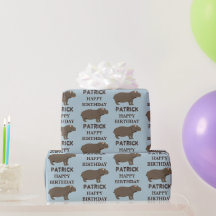 Gepersonaliseerde naam Birthday Hippopotamus Hippo