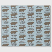 Gepersonaliseerde naam Birthday Hippopotamus Hippo Cadeaupapier (Vlak)