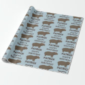 Gepersonaliseerde naam Birthday Hippopotamus Hippo Cadeaupapier (Uitgerold)