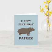 Gepersonaliseerde naam Birthday Hippopotamus Hippo Kaart (Gele Bloem)