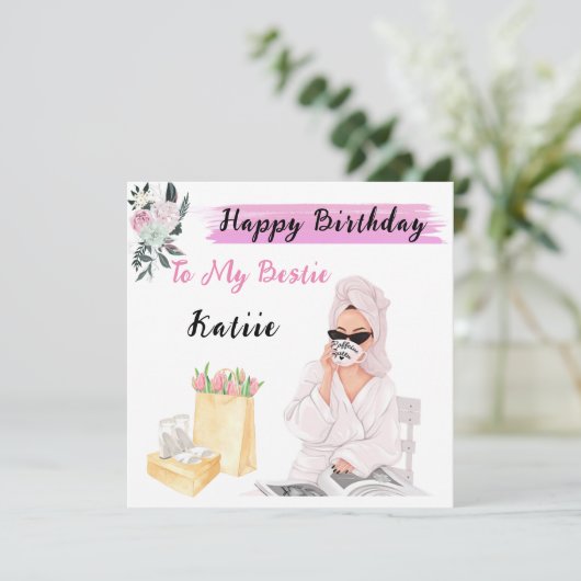 Gepersonaliseerde Naam Birthday Kaart voor Beste V (Staand voorkant)