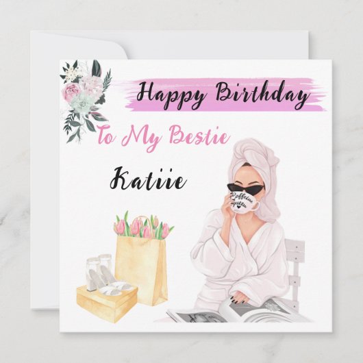 Gepersonaliseerde Naam Birthday Kaart voor Beste V (Voorkant)