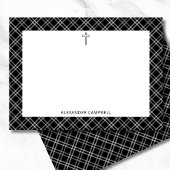 Gepersonaliseerde naam Black Plaid Christelijk Cro Notitiekaartje