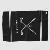 Gepersonaliseerde naam Black Stripes Stijlvol Golfhanddoek (Horizontaal)