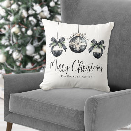Gepersonaliseerde naam Black White Christmas Kussen