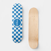 Gepersonaliseerde Naam blauw en wit Checkerboard Persoonlijk Skateboard (Voorkant)