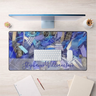 Gepersonaliseerde Naam Blauw Lila Grijs Abstract S Bureaumat