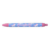 Gepersonaliseerde naam, blauw met roze witte eenho zwarte inkt pen (Voorkant)