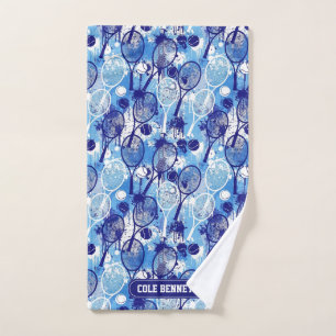 Gepersonaliseerde naam Blauwe Arty Tennishanddoek Handdoek