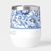 Gepersonaliseerde Naam Blauwe Bloemen Bruidsmeisje (Achterkant)