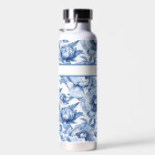 Gepersonaliseerde Naam Blauwe Bloemen Reizen Bloem Waterfles (Rechts)