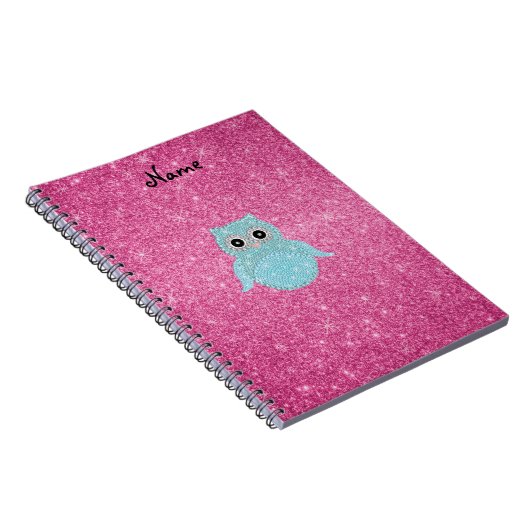 Gepersonaliseerde naam bling owl diamanten notitieboek (Rechterzijde)