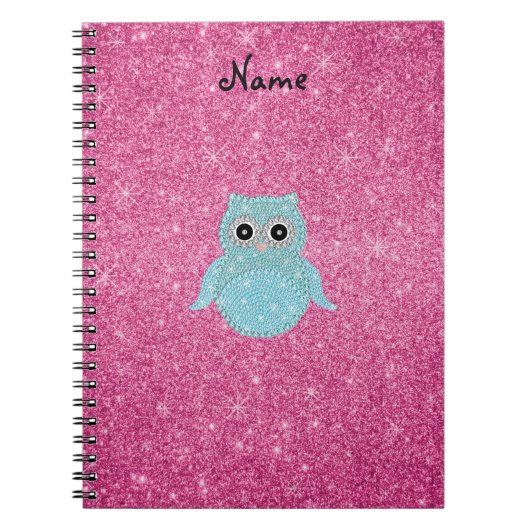 Gepersonaliseerde naam bling owl diamanten notitieboek (Voorkant)