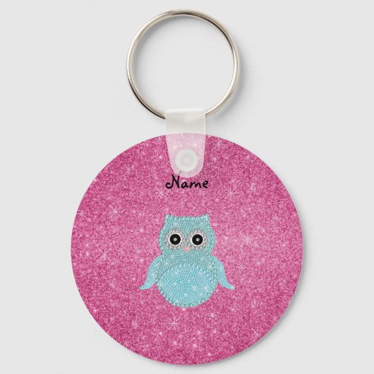 Gepersonaliseerde naam bling owl diamanten sleutelhanger (Voorkant)