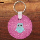 Gepersonaliseerde naam bling owl diamanten sleutelhanger (Voorkant)