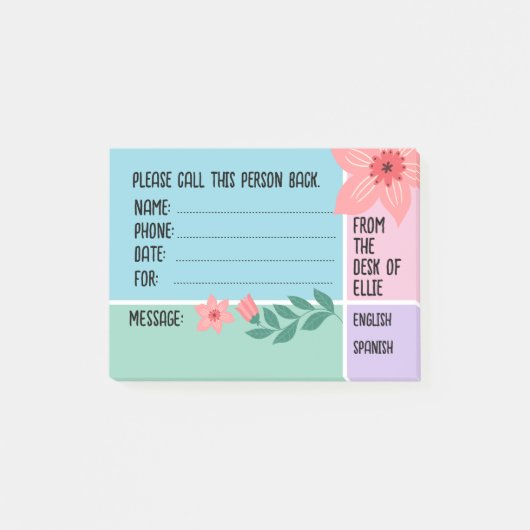 Gepersonaliseerde Naam Bloemen Bloemen Telefoon Ka Post-it® Notes (Voorkant)