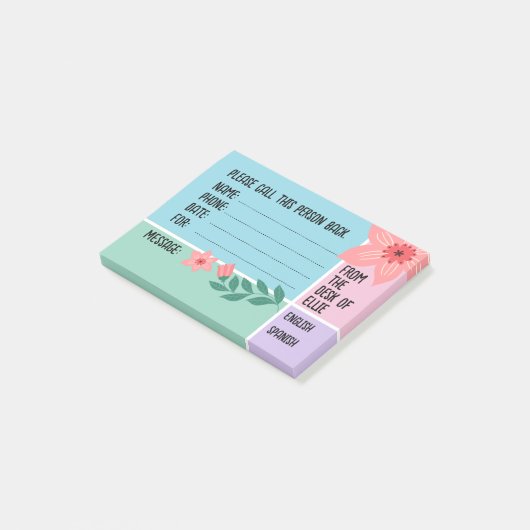 Gepersonaliseerde Naam Bloemen Bloemen Telefoon Ka Post-it® Notes (Schuin)