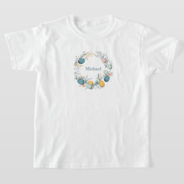 Gepersonaliseerde naam Bloemen Ei Krans Pasen T-shirt