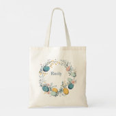 Gepersonaliseerde naam Bloemen Ei Krans Pasen Tote Bag (Achterkant)