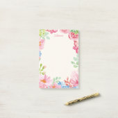 Gepersonaliseerde naam Bloemen Pastel Bloemenrand Post-it® Notes (Op bureau)