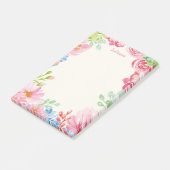 Gepersonaliseerde naam Bloemen Pastel Bloemenrand Post-it® Notes (Schuin)