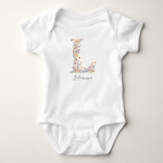 Gepersonaliseerde naam & bloemenmonogram 'L' Romper
