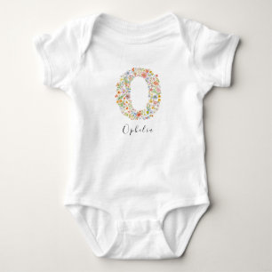 Gepersonaliseerde naam & bloemenmonogram 'O' Romper