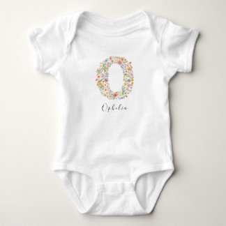 Gepersonaliseerde naam & bloemenmonogram 'O' Romper