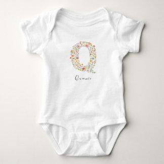 Gepersonaliseerde naam & bloemenmonogram 'Q' Romper