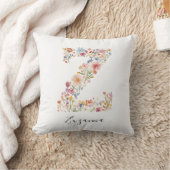 Gepersonaliseerde naam & bloemenmonogram 'Z' Kussen (Deken)