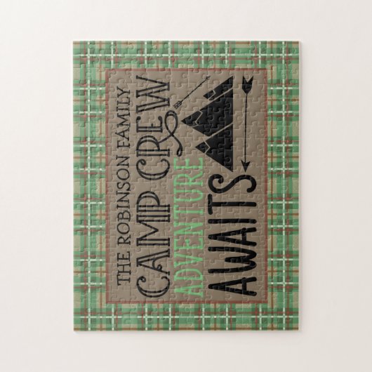 Gepersonaliseerde NAAM Blokhut Camping Avontuur Legpuzzel (Verticaal)
