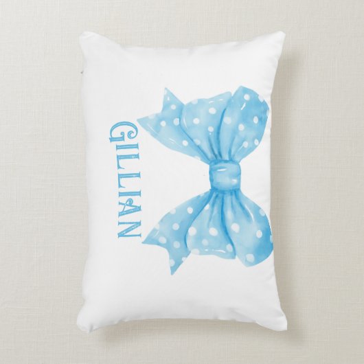 Gepersonaliseerde naam Blue Coquette Bow Accent Pi Accent Kussen (Voorkant(Verticaal))