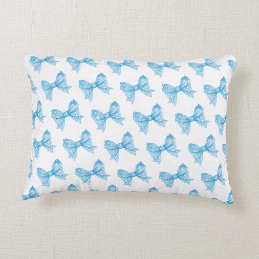 Gepersonaliseerde naam Blue Coquette Bow Accent Pi Accent Kussen (Achterkant)