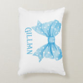 Gepersonaliseerde naam Blue Coquette Bow Accent Pi Kussen (Voorkant(Verticaal))
