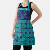 Gepersonaliseerde naam Blue Retro Star Hanukkah Ho Schort (Insitu)