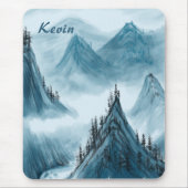 Gepersonaliseerde naam Blue White Mountain Uitzich Muismat (Voorkant)