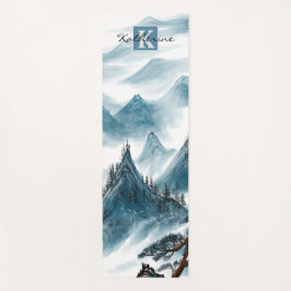 Gepersonaliseerde naam Blue White Mountain Uitzich Yogamat