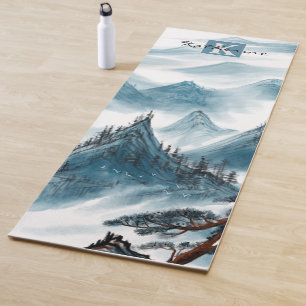 Gepersonaliseerde naam Blue White Mountain Uitzich Yogamat